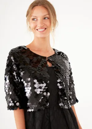Mimi Shrug Black Disco Sequins