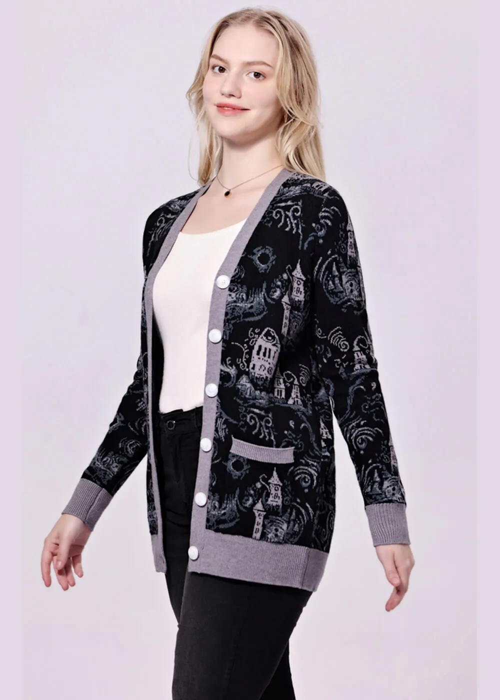 Miss Lulo Fiona Dark Towers Cardigan Black