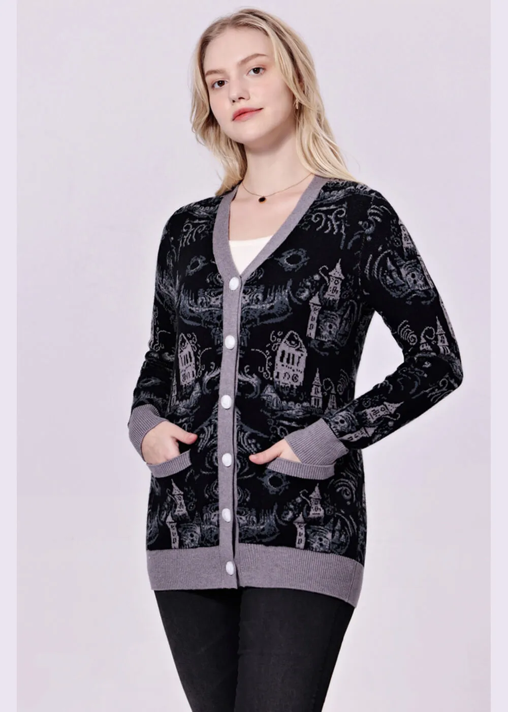 Miss Lulo Fiona Dark Towers Cardigan Black