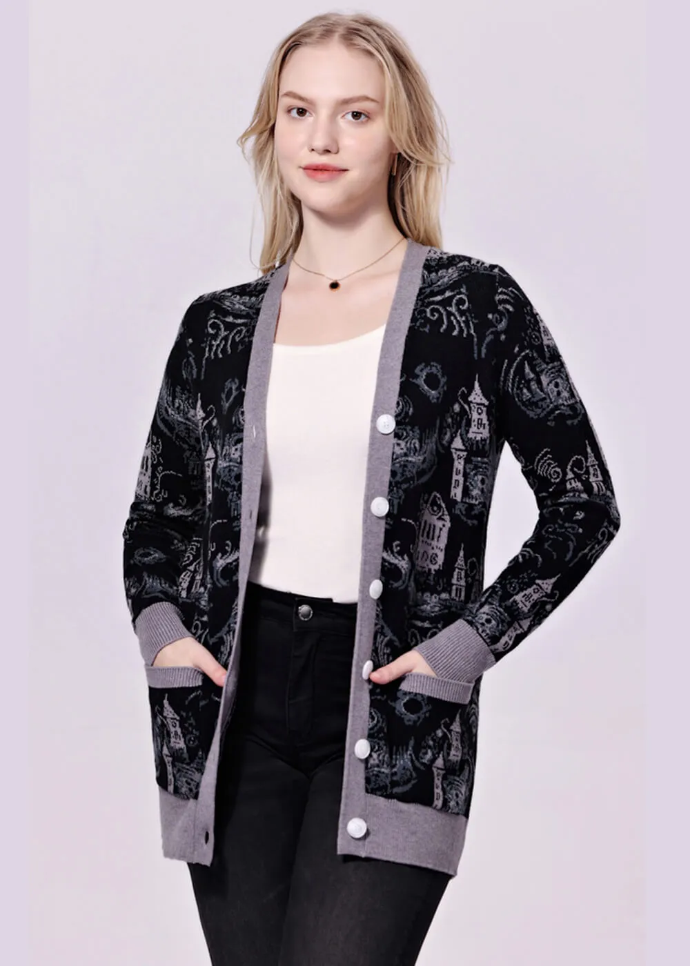 Miss Lulo Fiona Dark Towers Cardigan Black
