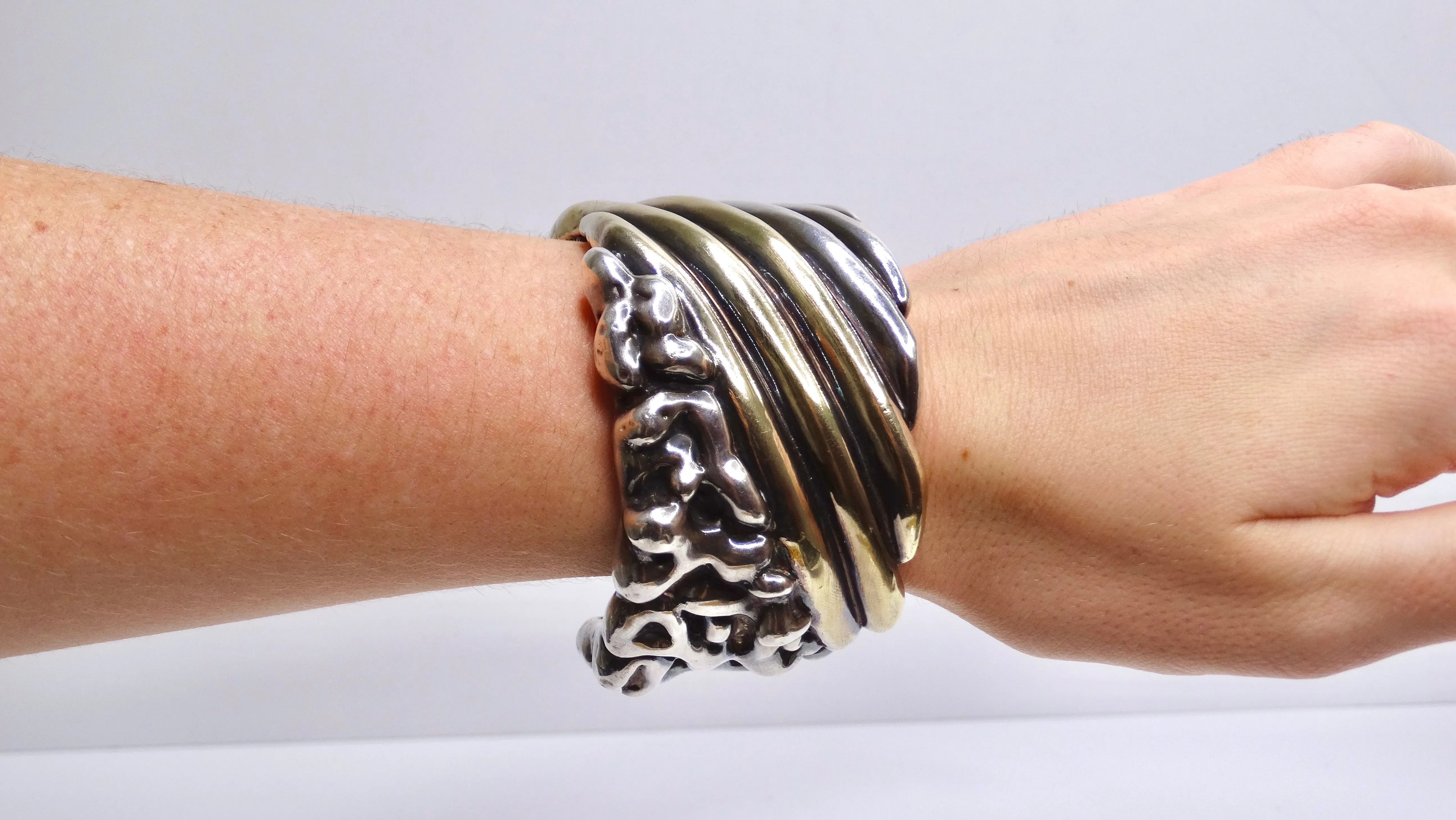 Mixed Metal Hollow Cuff