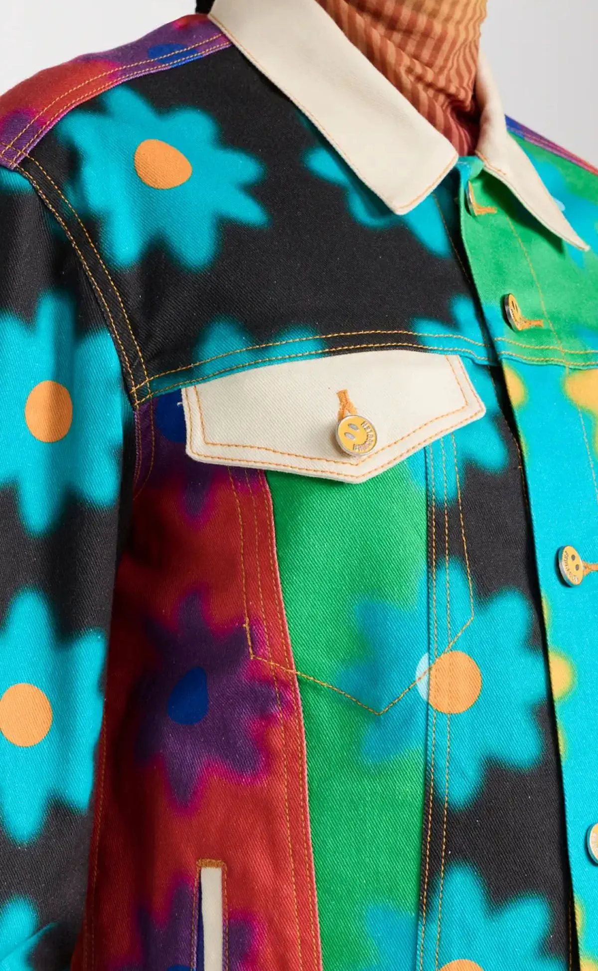 Mixed Poppy Unisex Denim Jacket