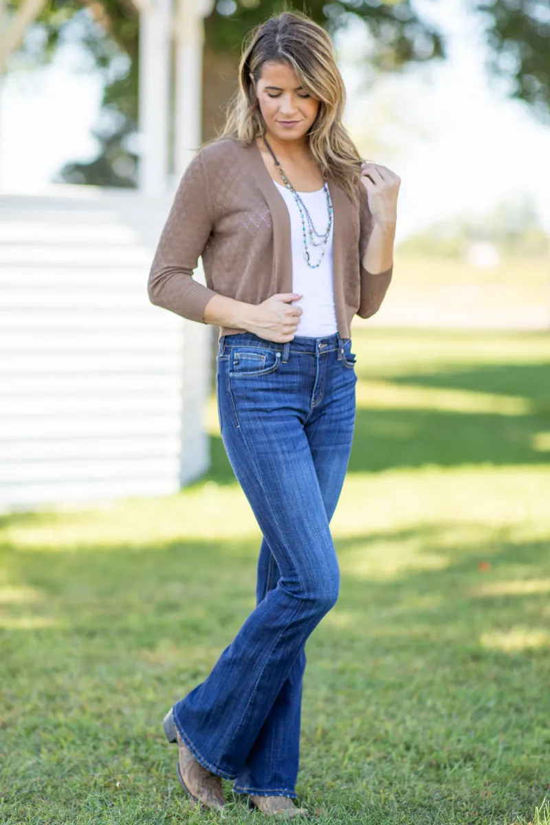 Mocha Pointelle Cardigan