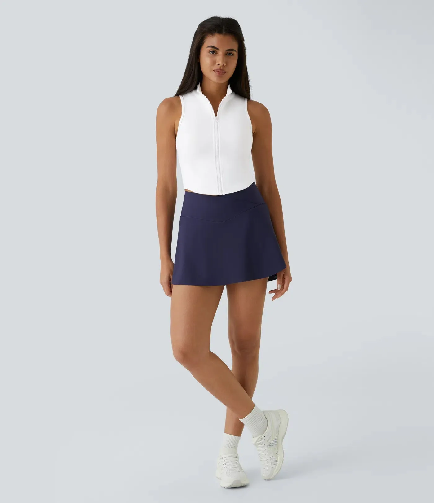 Mock Neck Zip Front Cropped Tank Top | Sleeveless & Stylish