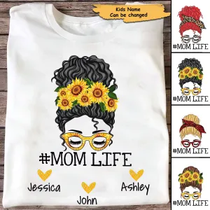 Mom Life Messy Bun Personalized Shirt