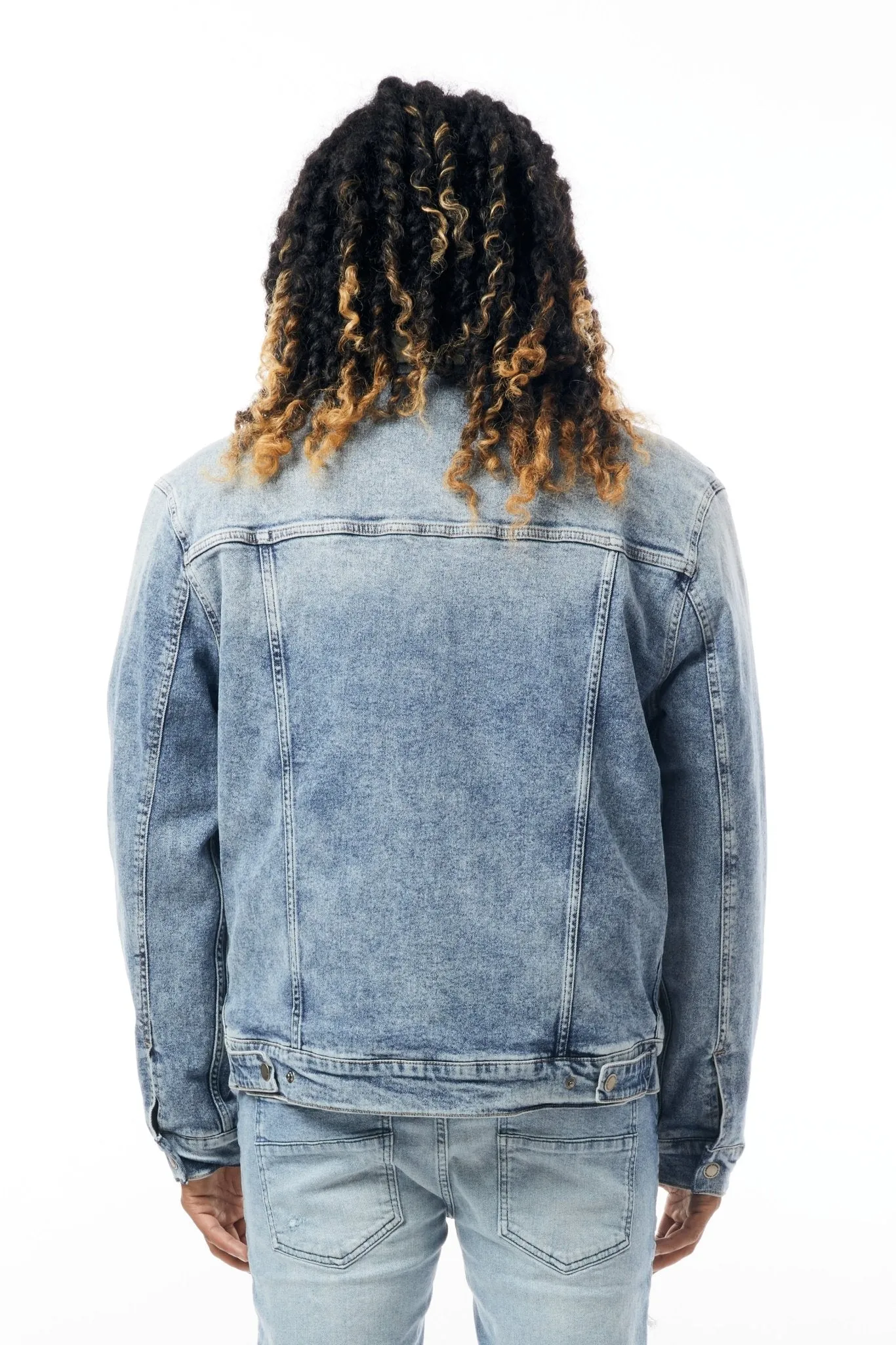 M.Society Denim Jacket with Sherpa Lining in Medium Blue