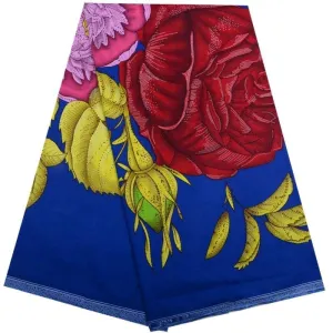 Multicolored Flower Designed Original Fabrics - Blue Color