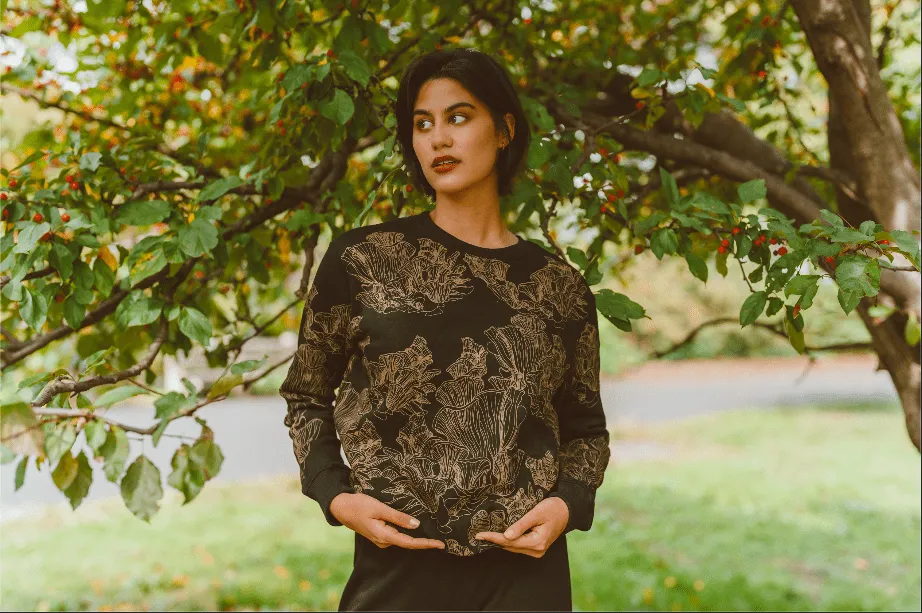 Mushroom Crewneck Sweatshirt - Black