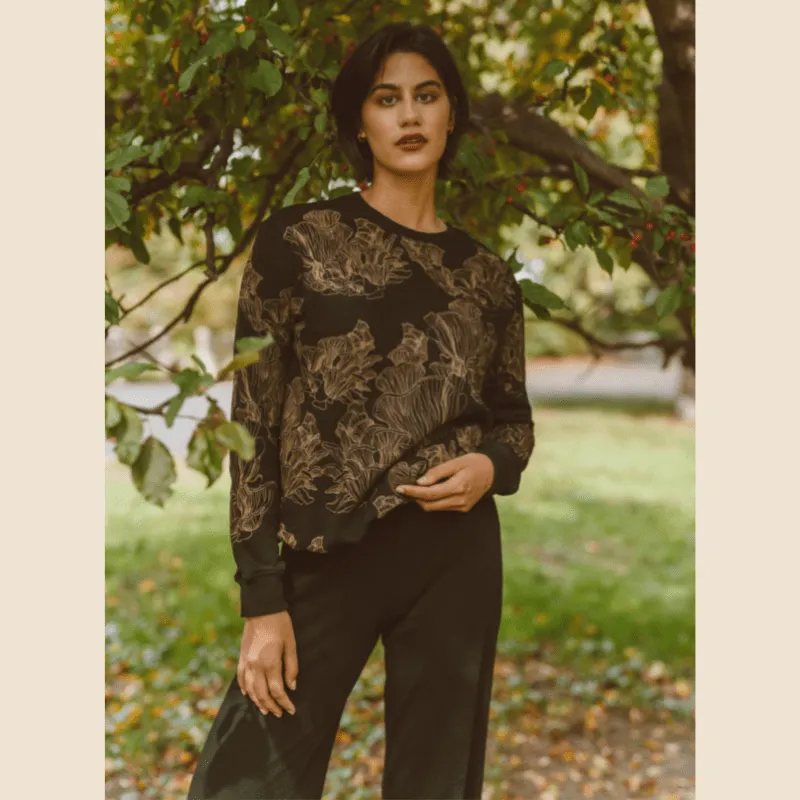 Mushroom Crewneck Sweatshirt - Black