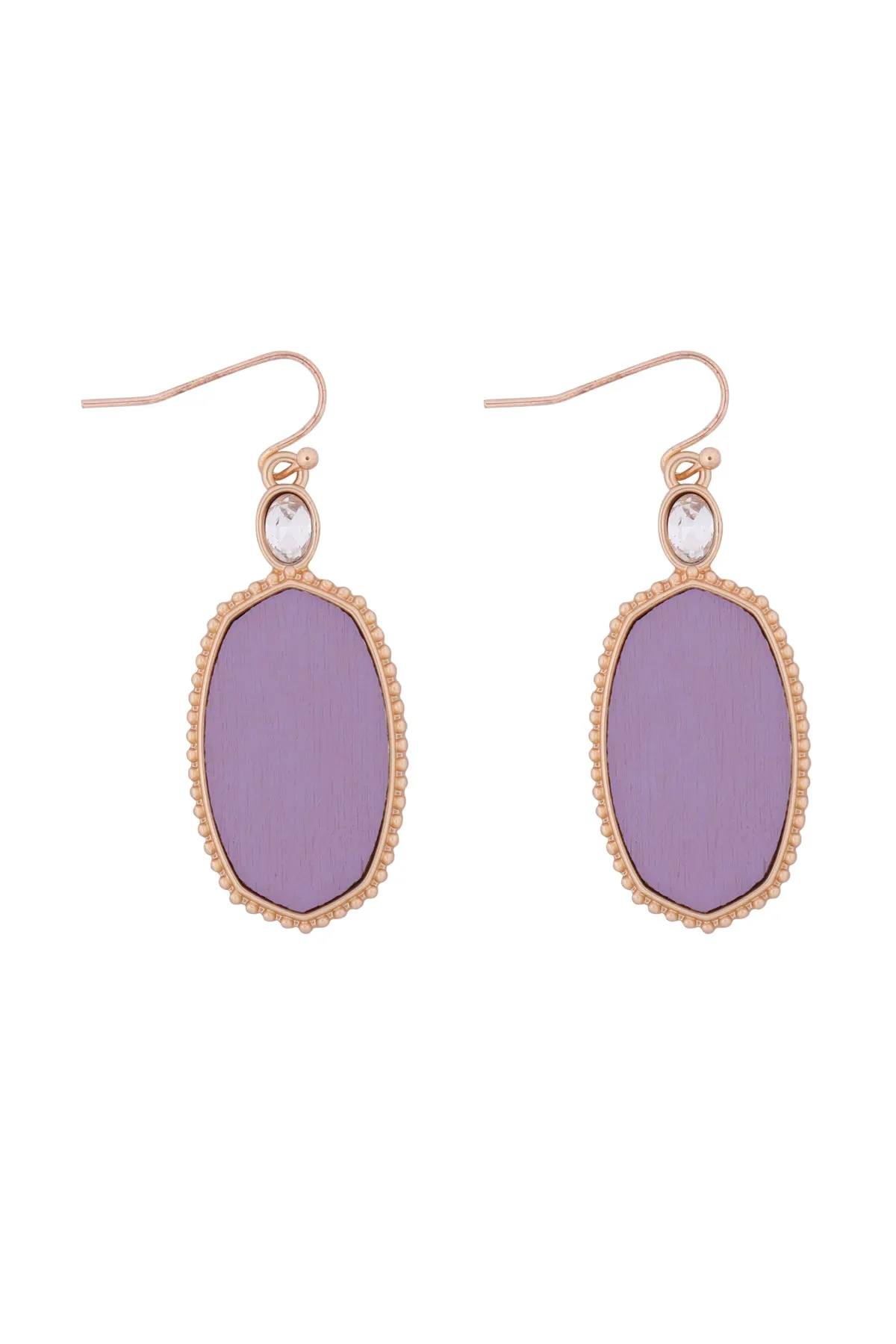 MYE1361 - TEXTURED METAL WOOD OVAL DROP HOOK EARRINGS