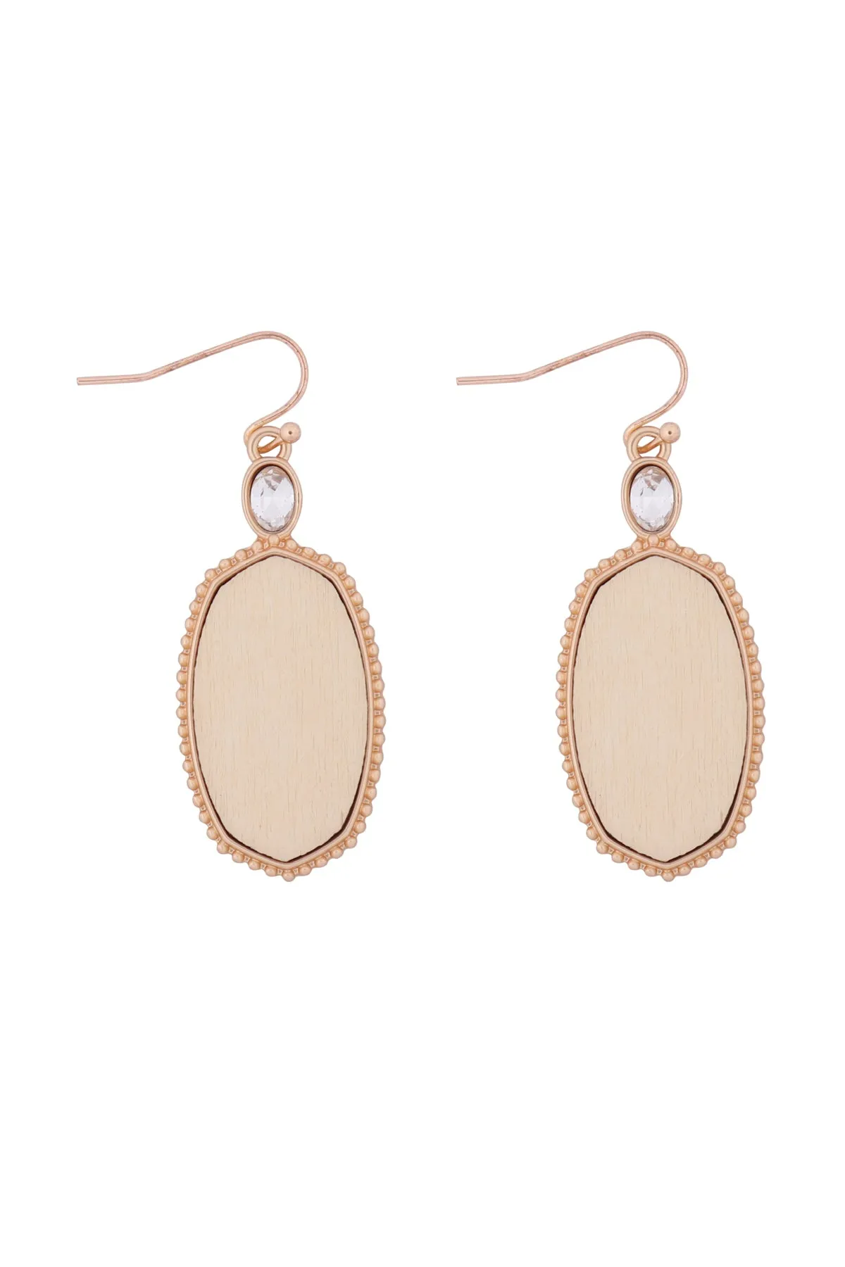 MYE1361 - TEXTURED METAL WOOD OVAL DROP HOOK EARRINGS