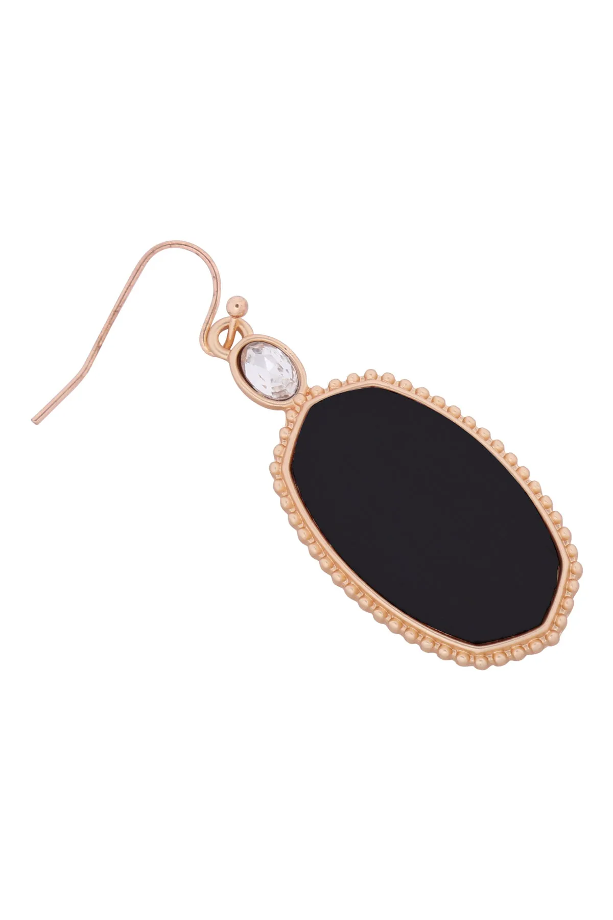 MYE1361 - TEXTURED METAL WOOD OVAL DROP HOOK EARRINGS