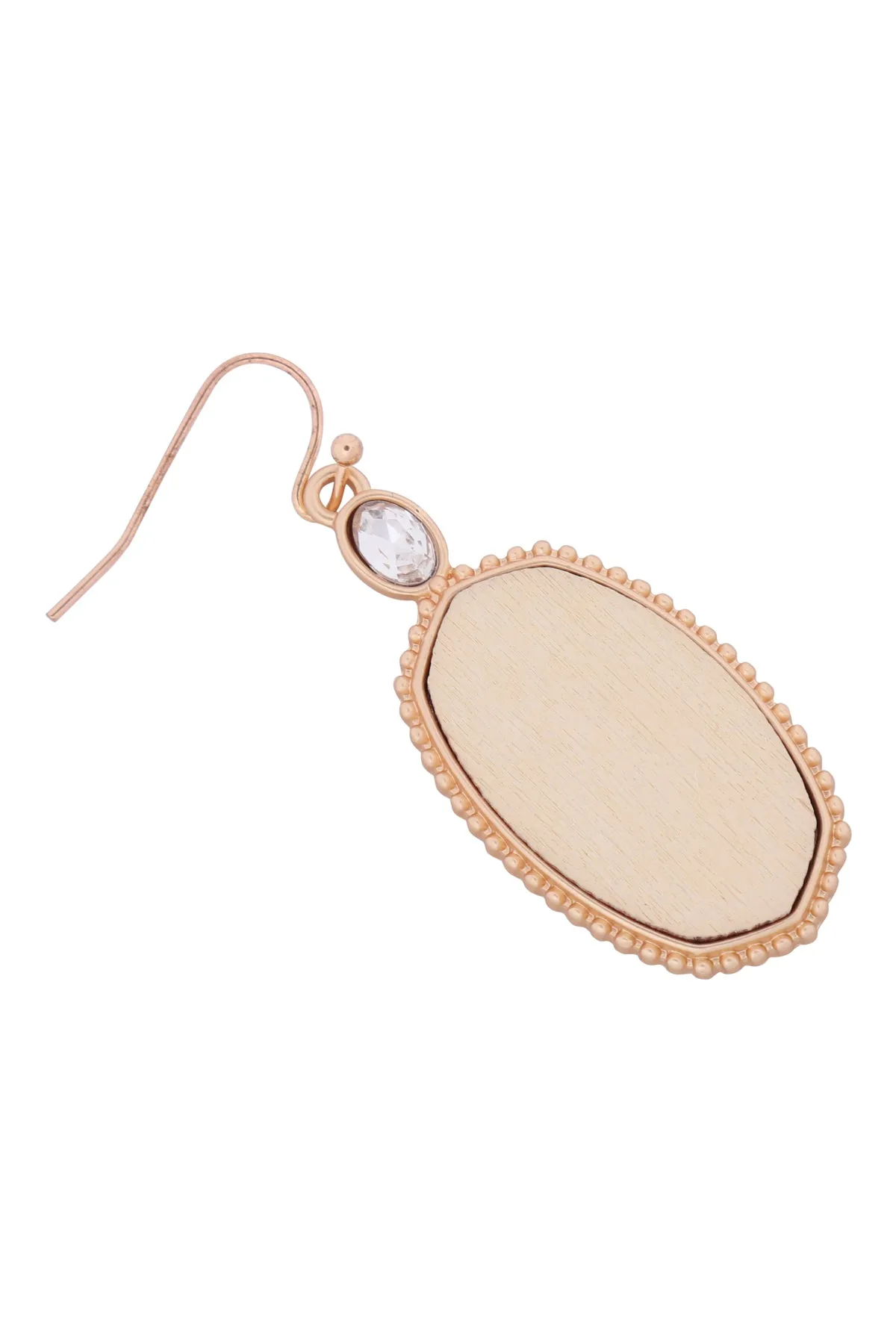 MYE1361 - TEXTURED METAL WOOD OVAL DROP HOOK EARRINGS