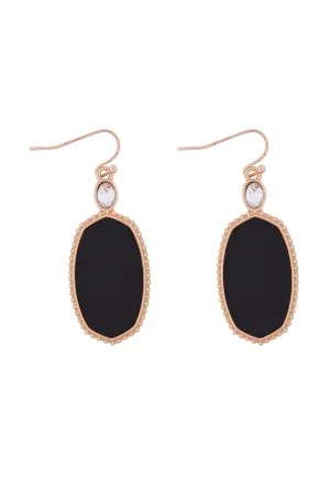 MYE1361 - TEXTURED METAL WOOD OVAL DROP HOOK EARRINGS