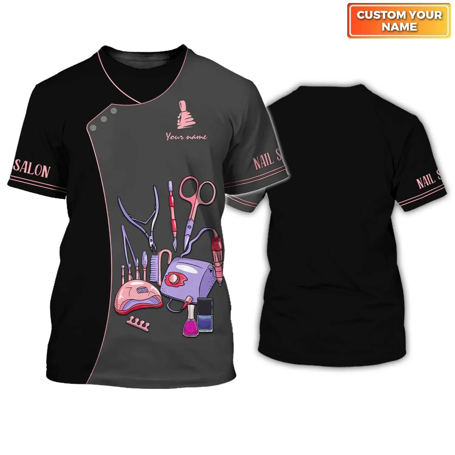 Nail Artist Pesonalized Tee Shirt Manicurist Gift Nail Pattern T-Shirt
