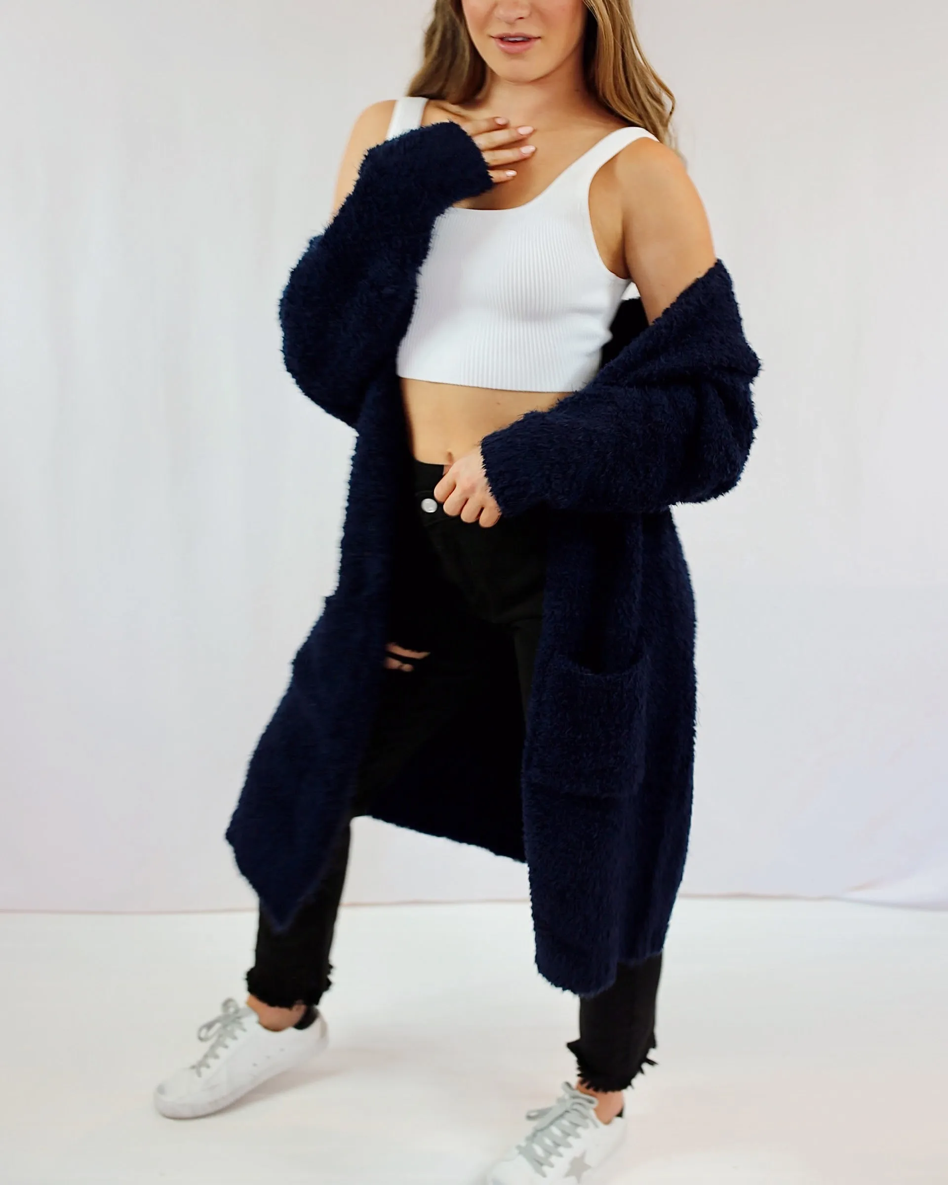 Navy Plush Cardigan