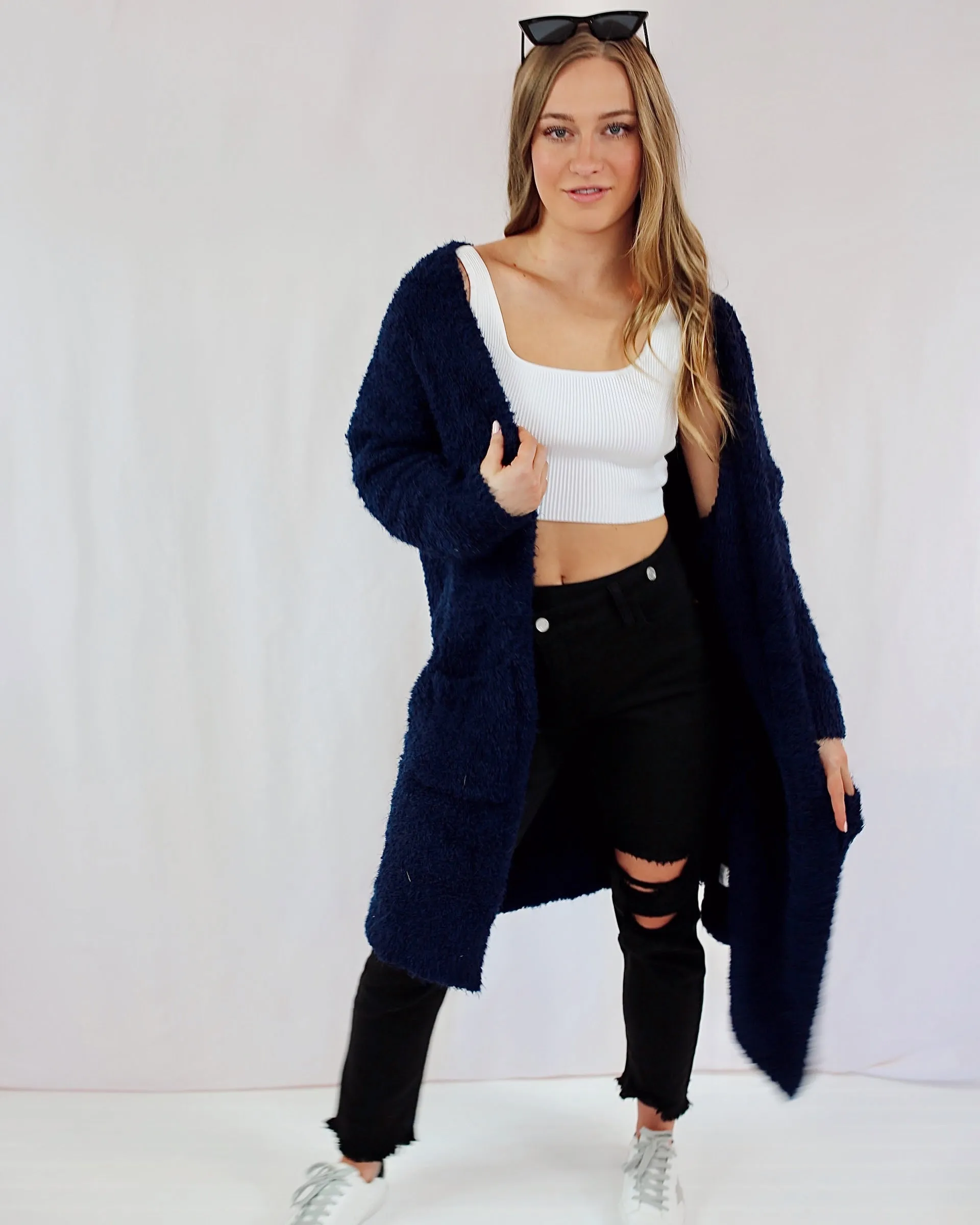 Navy Plush Cardigan