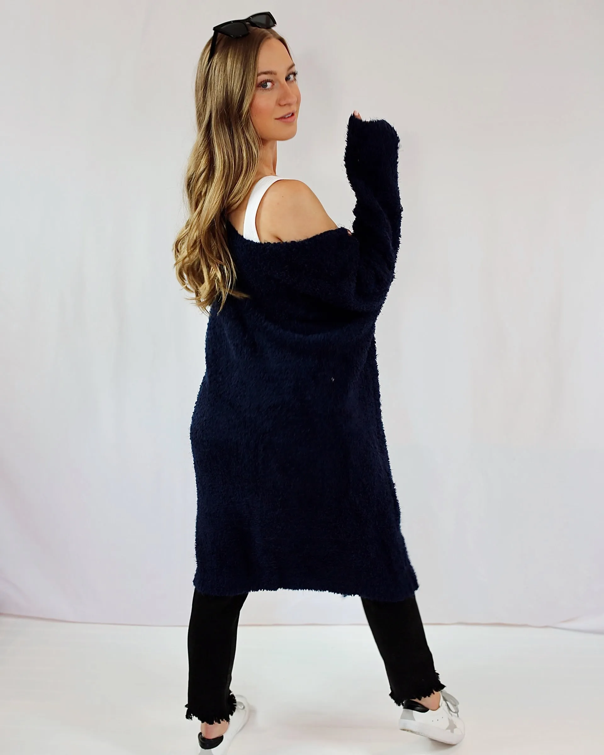 Navy Plush Cardigan