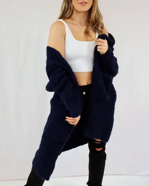 Navy Plush Cardigan