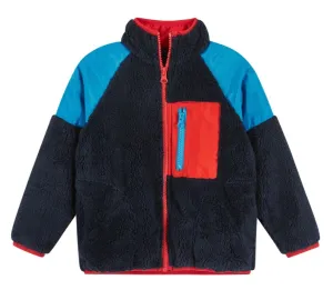 Navy Sherpa Zip-Up w/Pop Details | Navy