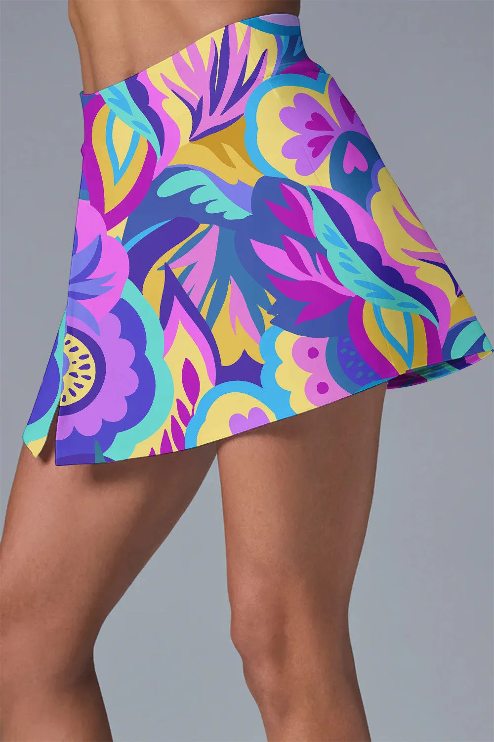 Neon Bloom Set – Abstract Tropical Leaf Print Activewear Set