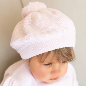 Nera Baby Pink Knit Bobble Beret