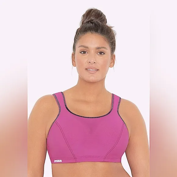 New Glamorise 46DD Bra High Impact Sports Bra Elite Performance Pink Underwire