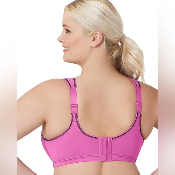 New Glamorise 46DD Bra High Impact Sports Bra Elite Performance Pink Underwire