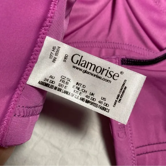 New Glamorise 46DD Bra High Impact Sports Bra Elite Performance Pink Underwire