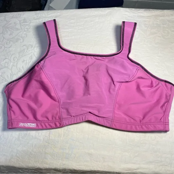 New Glamorise 46DD Bra High Impact Sports Bra Elite Performance Pink Underwire