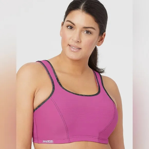 New Glamorise 46DD Bra High Impact Sports Bra Elite Performance Pink Underwire