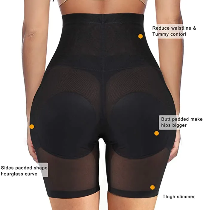 New Gotoly Women Shapewear Control Panties Butt Lifter Padded Hip Enhancer Body Shaper Seamless Underwear Hi- Waist Short, Black, Sz XXLarge!