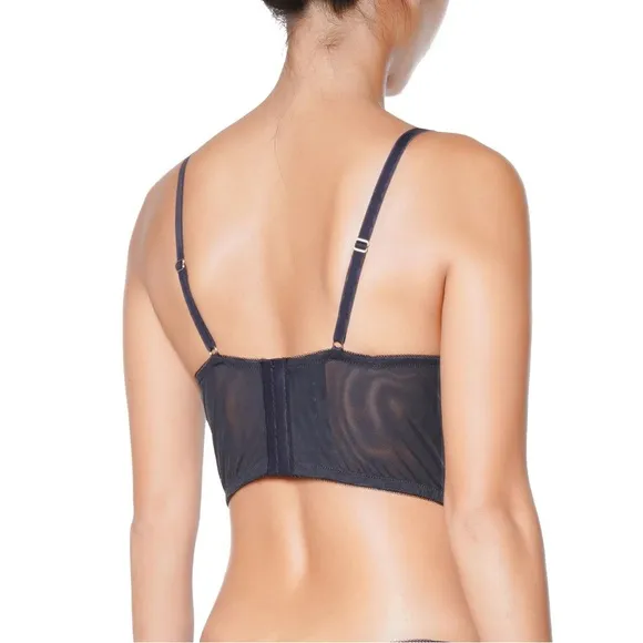 NEW! HUIT EIGHT CAFE FLEUR BUSTIER Elegant Black Lace Bralette 32C