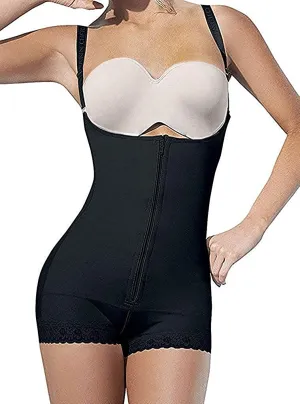 New SHAPERX Women Shapewear Tummy Control Fajas Colombianas Open Bust Bodysuit Slimmer Body Shaper, Black, Sz XL! Retails $60 