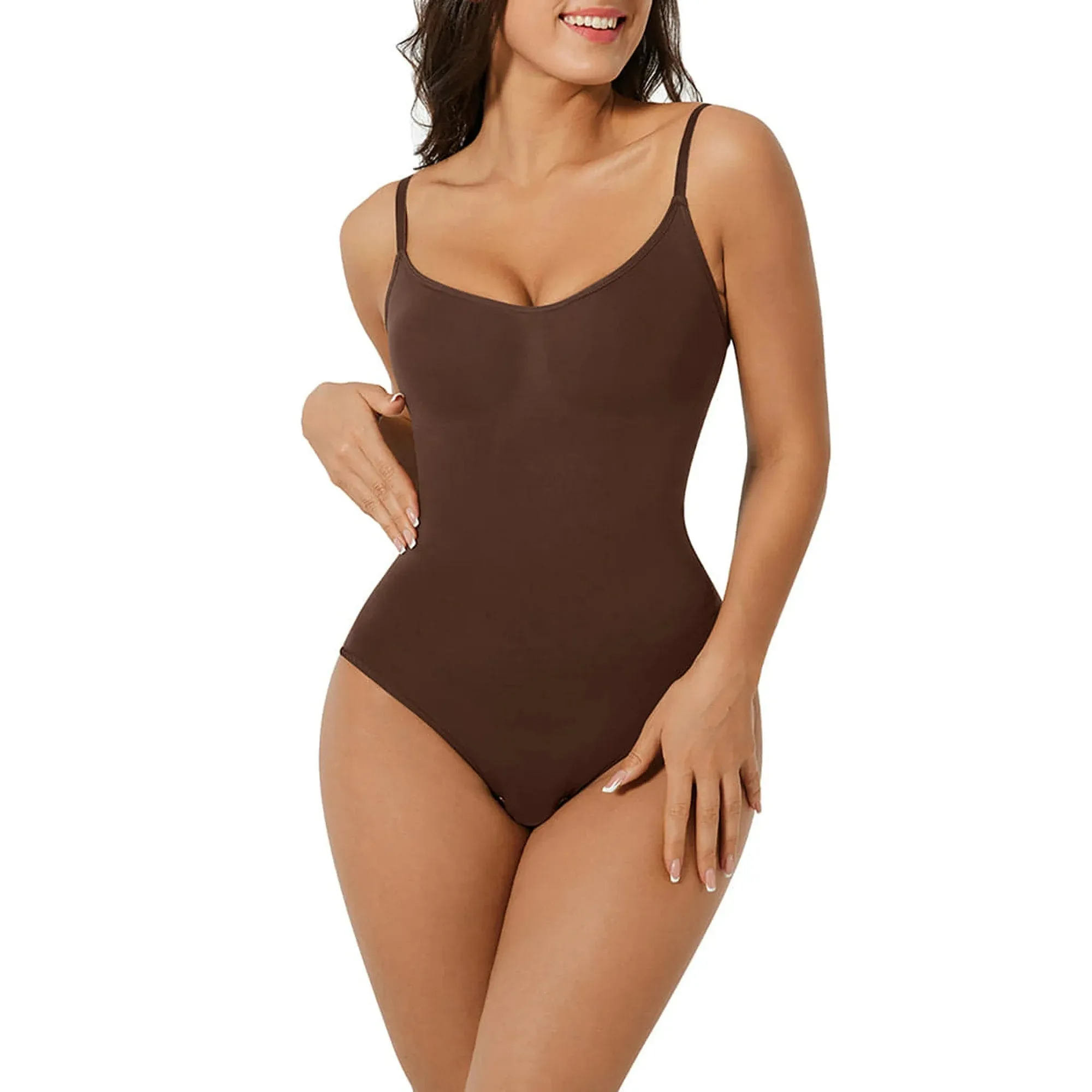 NEW Shapewear for Women Tummy Control Body Suit, Sexy Deep V Neck Body Shaper, Seamless Tank Tops Jumpsuit (Color : Black, Size : L)