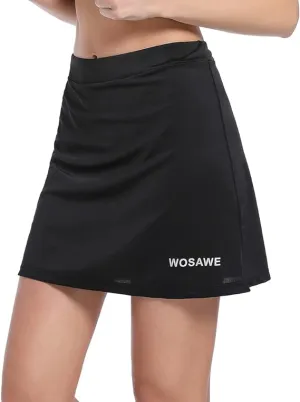 NEW Wosawe Ladies Skirt 2 in 1 Padded Cycling Shorts Seat Cushion Bicycle Breathable Short Pants Skirts, Black, Sz L