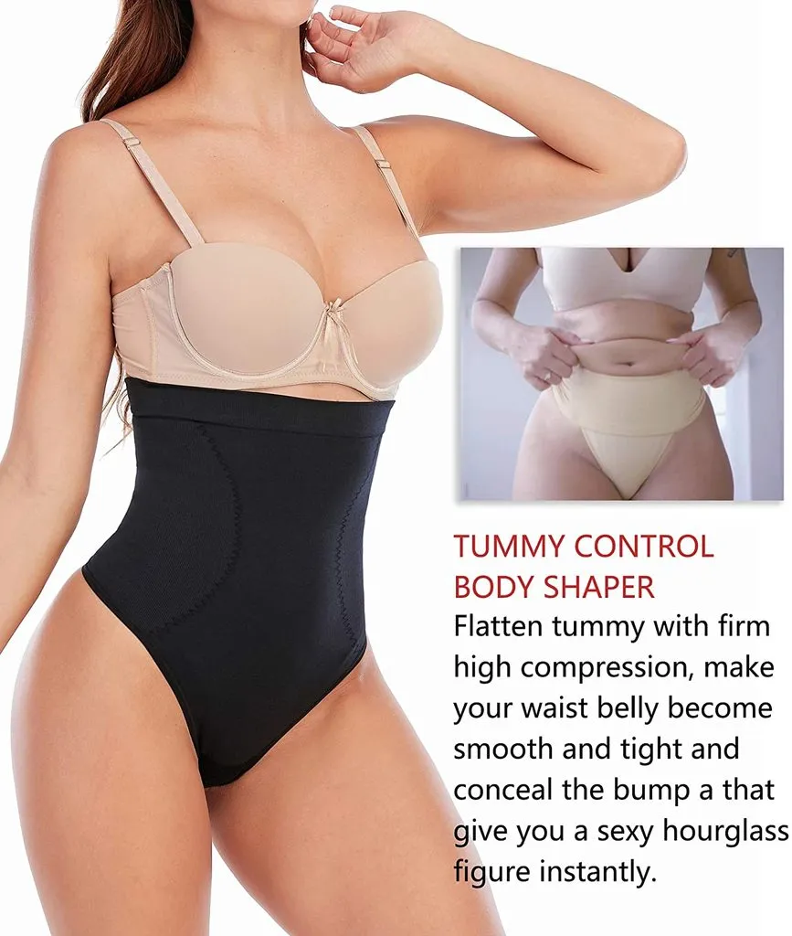 New YIANNA Shapewear for Women Tummy Control Seamless High-Waist Brief with Thong (Sz S/M!
