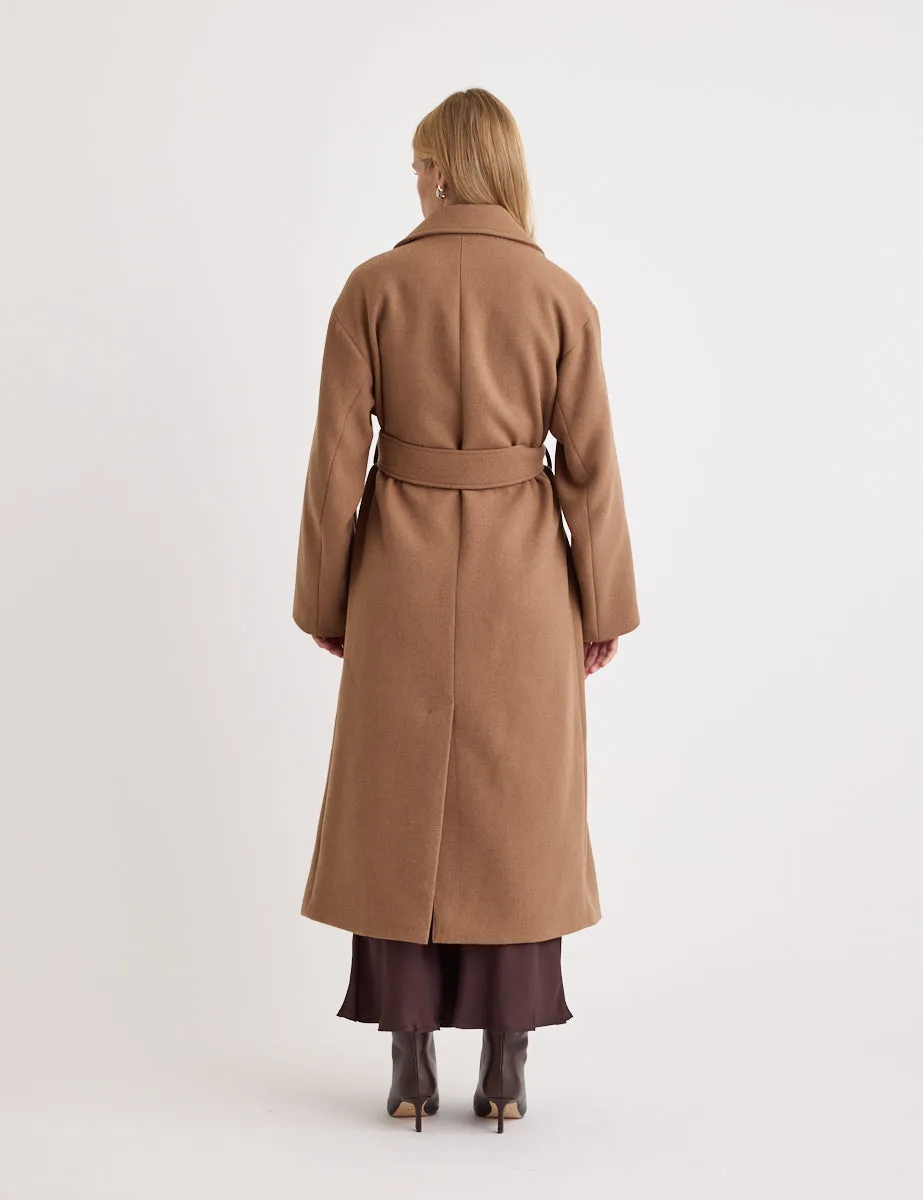 NOBODYS CHILD Oversized Wool Blend Coat - Camel SzM
