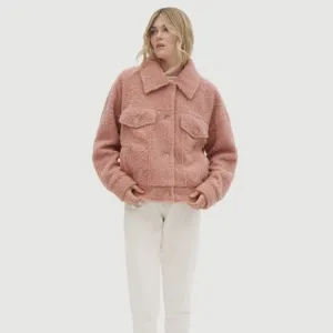 Noize Pink Rose Miley Short Length Vegan Sherpa Coat NWOT Size Small
