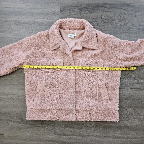 Noize Pink Rose Miley Short Length Vegan Sherpa Coat NWOT Size Small