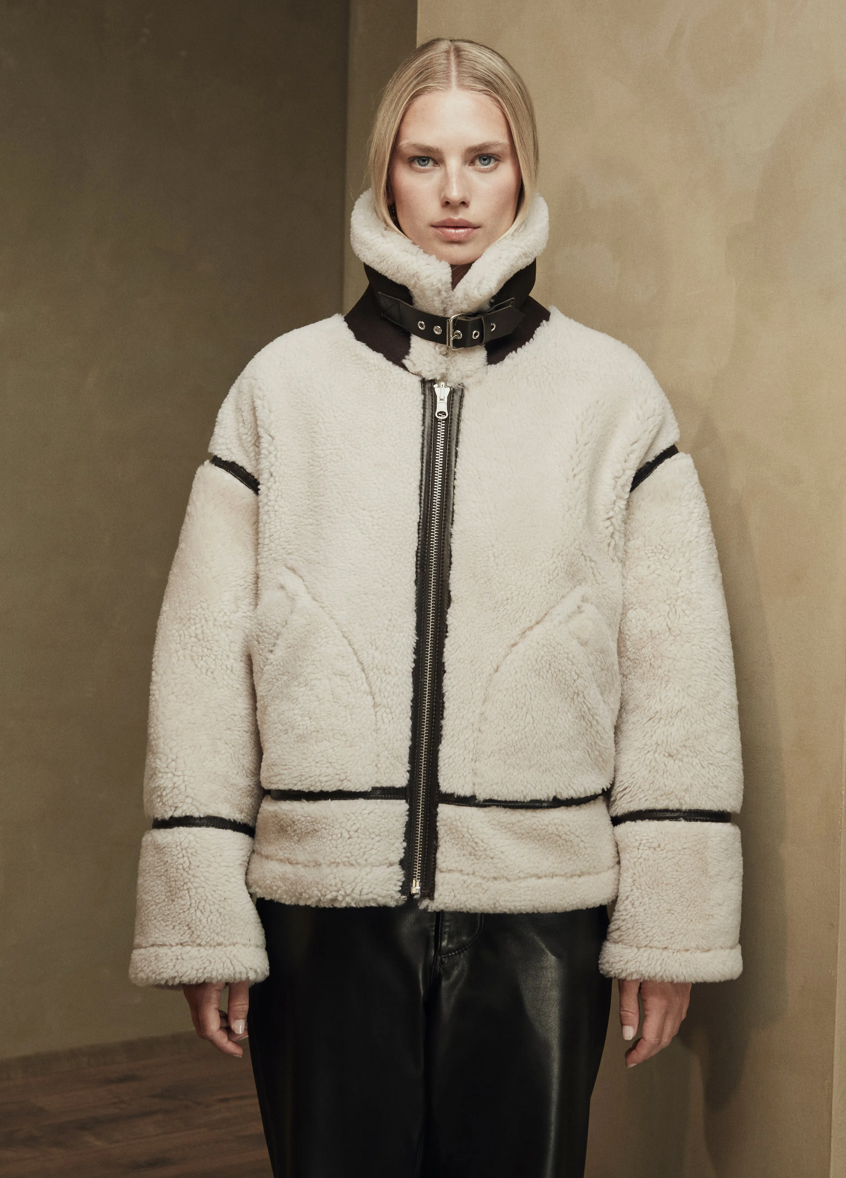Nora Women's Oversize Reversible Shearling Jacket - Dark Chocolate