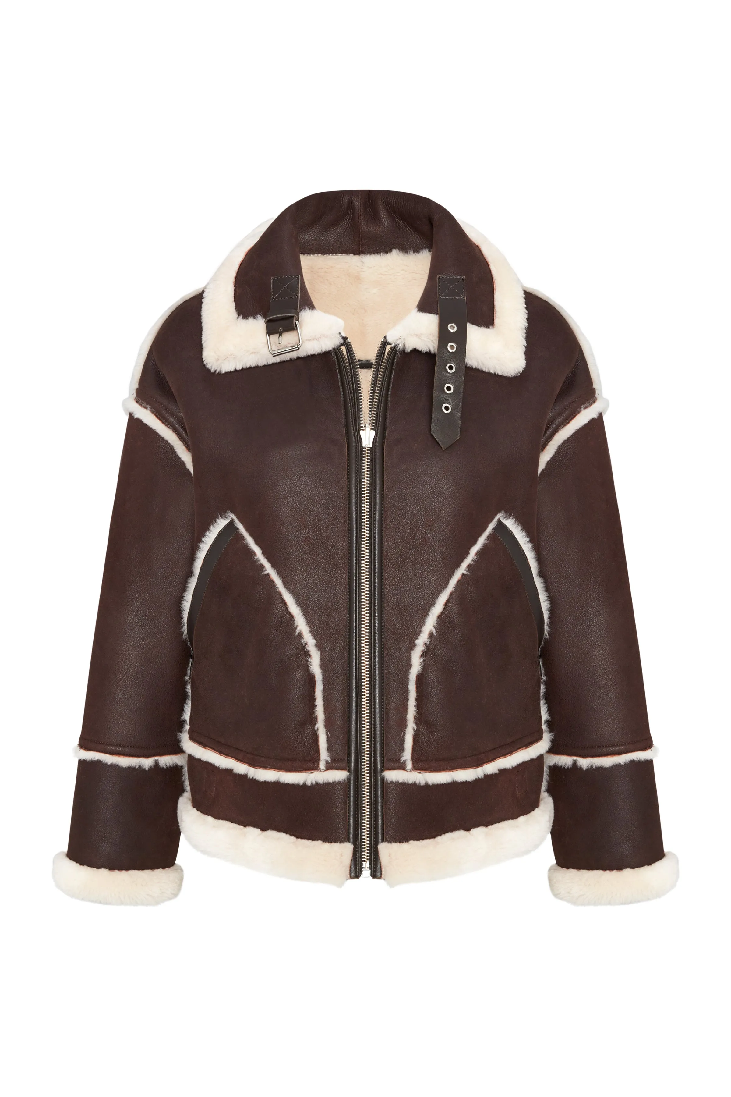 Nora Women's Oversize Reversible Shearling Jacket - Dark Chocolate