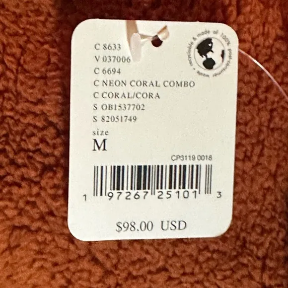 NWT Free People FP Movement Lead the Pack Fleece Neon Coral
