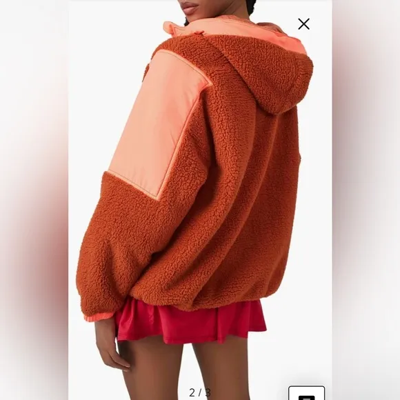 NWT Free People FP Movement Lead the Pack Fleece Neon Coral