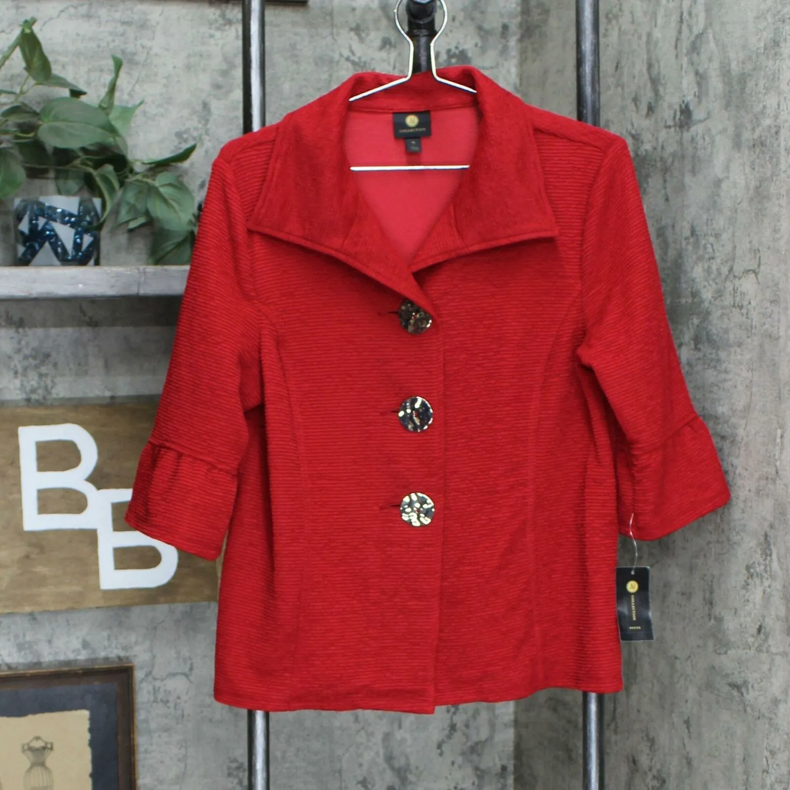 NWT JM Collection Petite Textured Bell Sleeve Jacket. 100079834PT PP PL