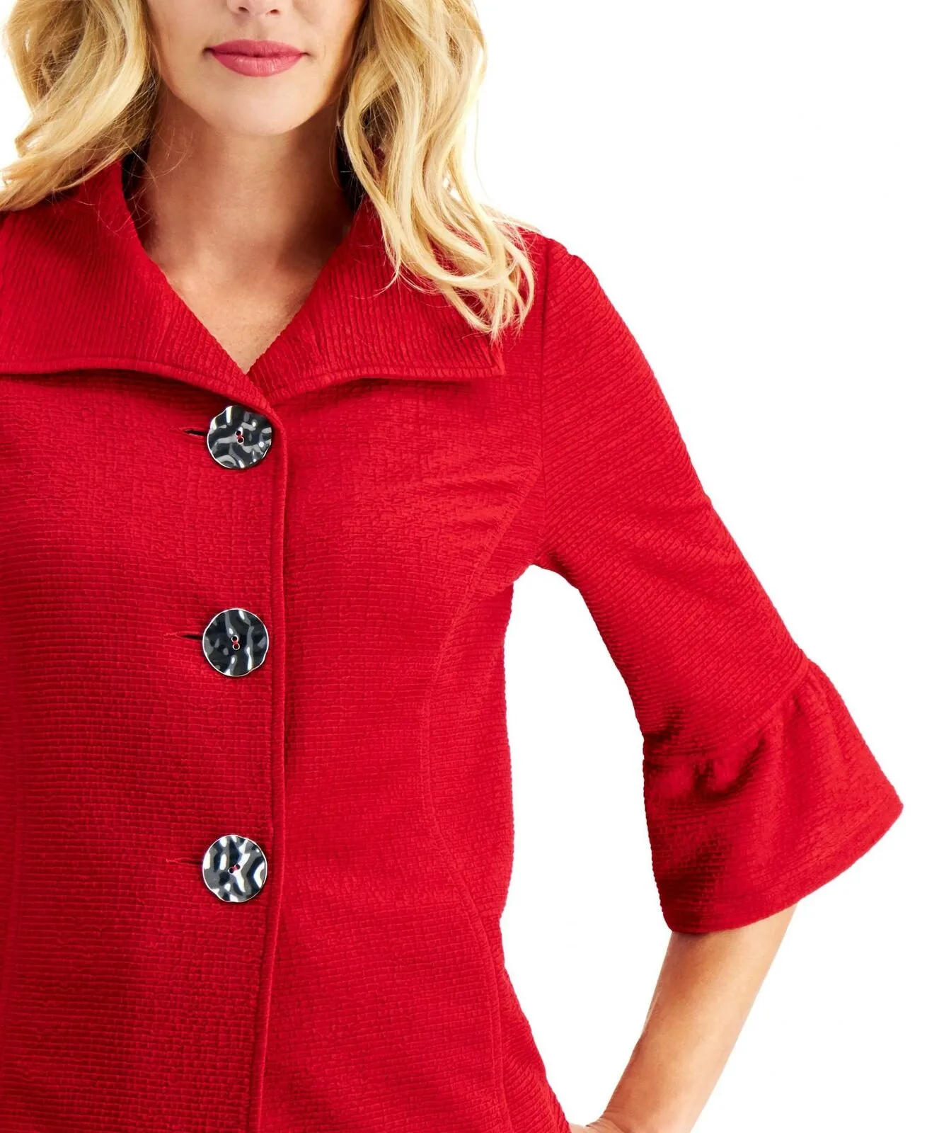 NWT JM Collection Petite Textured Bell Sleeve Jacket. 100079834PT PP PL