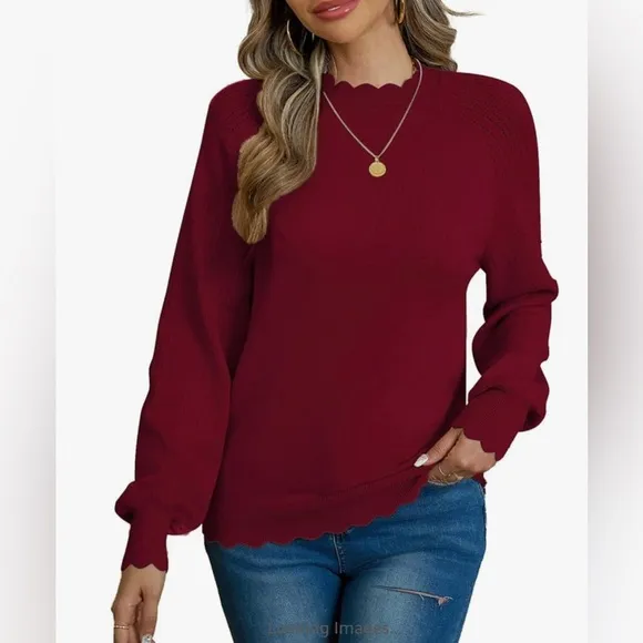 NWT Long Sleeve Knit Pullover Mock Neck Soft Fit Top, MULTI COLORS AVAILABLE