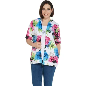 NWT Quacker Factory Floral Printed Jacket And Tank With Rhinestones. A305408 L