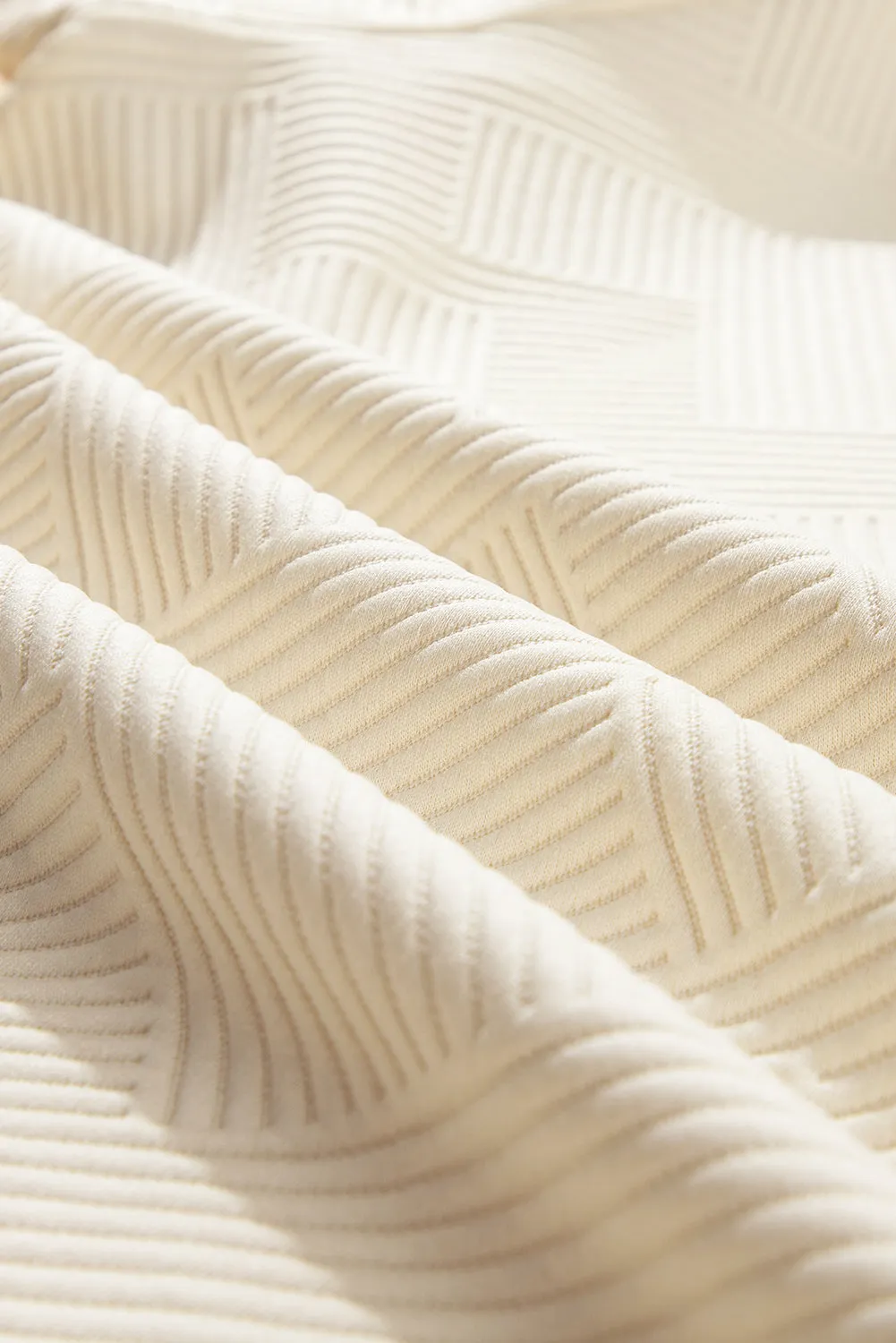 Oatmeal Textured Puff Sleeve T-shirt