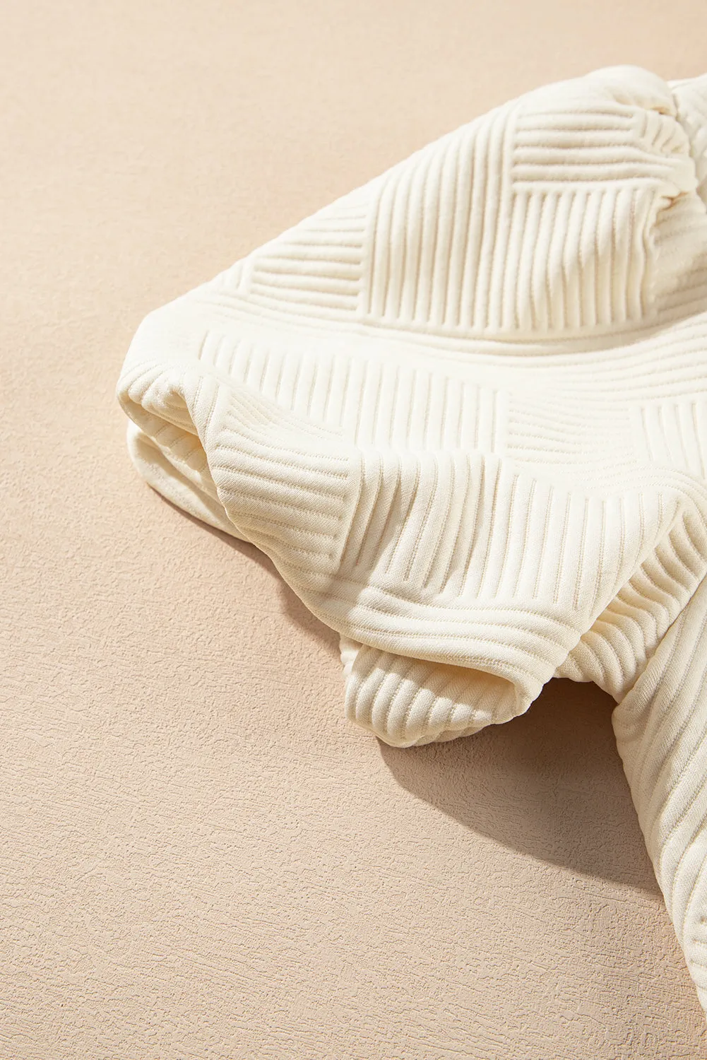 Oatmeal Textured Puff Sleeve T-shirt